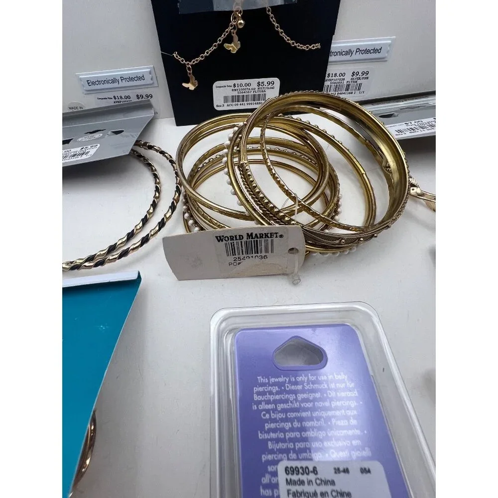 NWT Mixed Jewelry Lot Earrings Necklaces Bracelets Bangles Anklets Body Stud - Picture 16 of 16